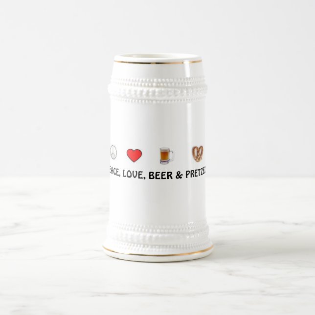 Caneca de cerveja da paz, do amor, da cerveja & (Centro)