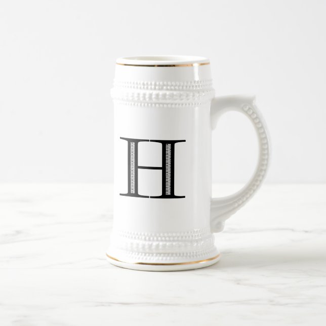 Caneca De Cerveja Damasco - Letra H - Preto (Direita)
