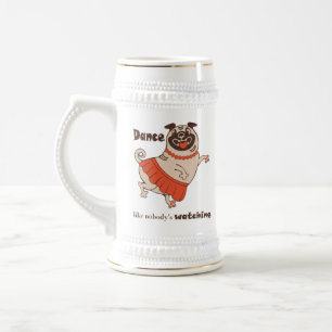Caneca De Cerveja Dança como se ninguém estivesse assistindo Pug Gir