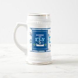 Caneca De Cerveja Dare to Fly Mug – Blue Floral Inspirational Patter