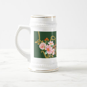 caneca de cerveja de amor floral
