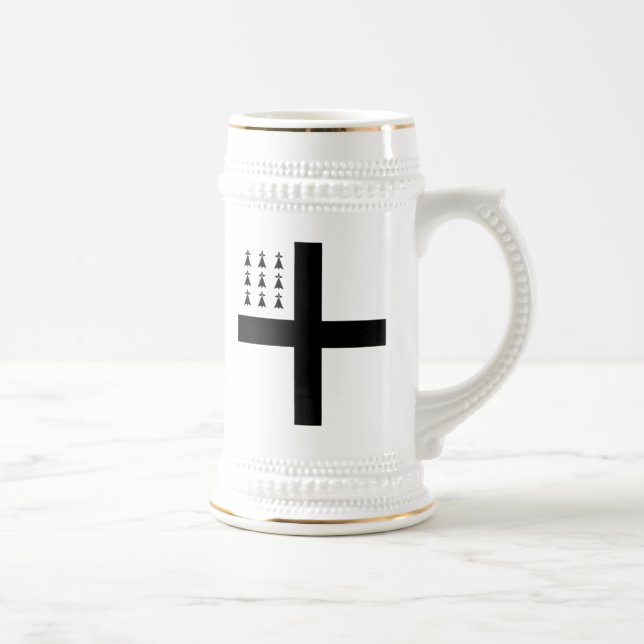 Caneca de cerveja de Brittany - cruz & arminho (Direita)