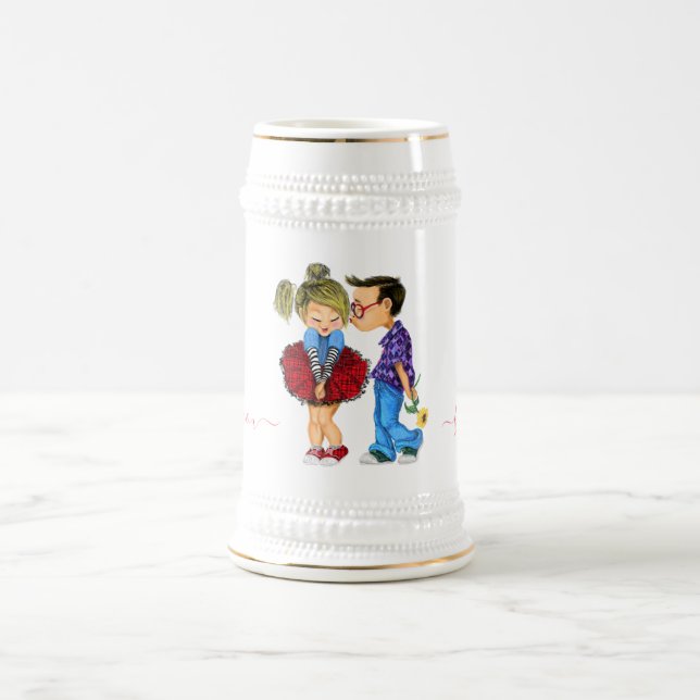Caneca de cerveja de cerveja com Casal romântico - (Centro)