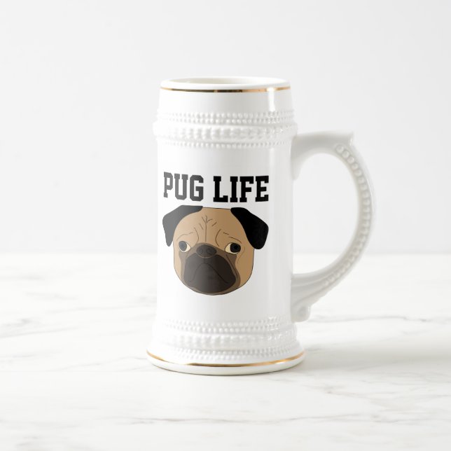 CANECA DE CERVEJA DE CERVEJA DE VIDA PUG (Direita)