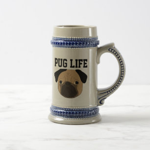 CANECA DE CERVEJA DE CERVEJA DE VIDA PUG