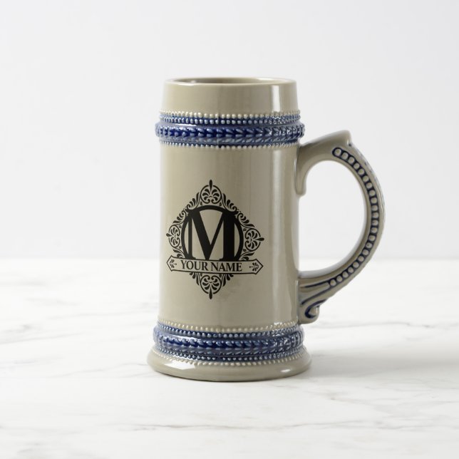 Caneca de cerveja de Design de ornamentado monogra (Direita)