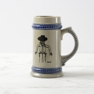 Caneca de cerveja de esboço do cowboy