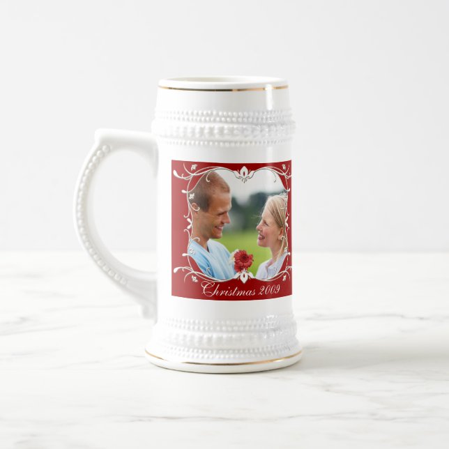 Caneca de cerveja de Foto do Natal Vermelho com Fr (Esquerda)