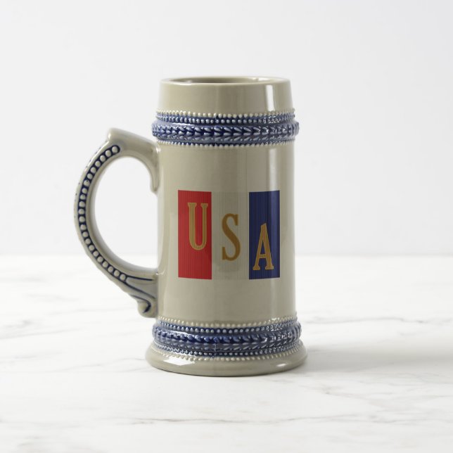 Caneca De Cerveja Decoração de Listras Finas EUA (Esquerda)