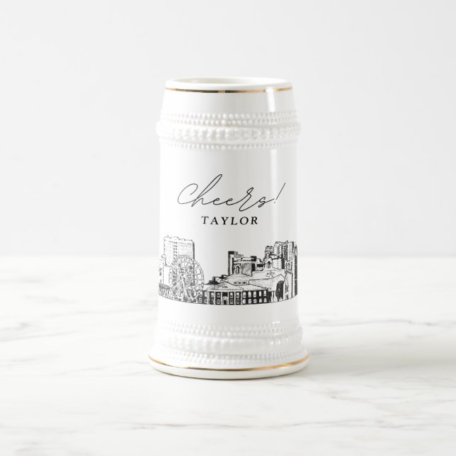 Caneca De Cerveja Desenho Personalizado do Skyline da Myrtle Beach (Centro)