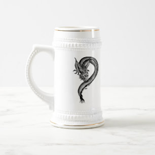 Caneca De Cerveja Design branco e preto do dragão