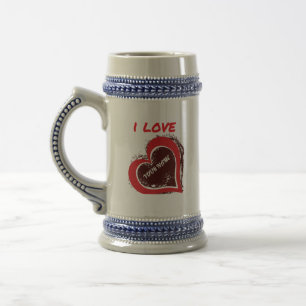 Caneca De Cerveja Design de Coração de Amor Grunge Editável – Adicio