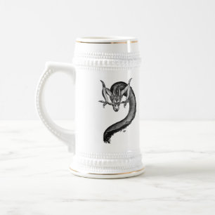 Caneca De Cerveja Design de dragão preto e branco