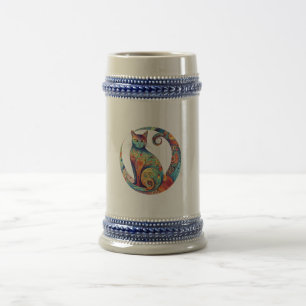 Caneca De Cerveja design de gato doce e colorido