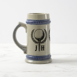 Caneca De Cerveja Design de Monograma Personalizado Elegante