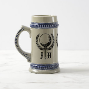 Caneca De Cerveja Design de Monograma Personalizado Elegante