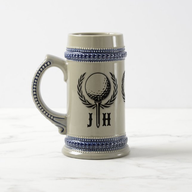 Caneca De Cerveja Design de Monograma Personalizado Elegante (Esquerda)