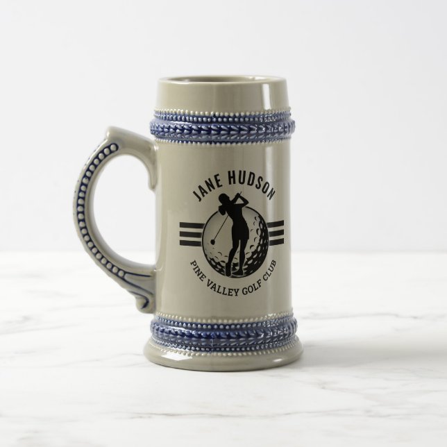 Caneca De Cerveja Design Golfer das Mulheres Elegantes (Esquerda)