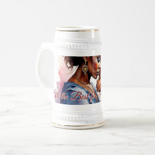 Caneca De Cerveja Dia das Mães Arte de Amor em Aquarela Africana