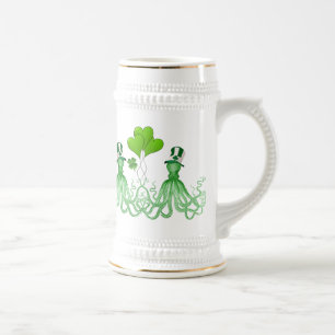 Caneca De Cerveja Dia de São Patrício de polvos irlandeses engraçado