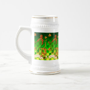 CANECA DE CERVEJA DIA DE SÃO PATRÍCIO IRLANDÊS HARP, VERDE DOURADO S
