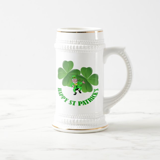 Caneca De Cerveja Dia de São Patrício Irlandês Personalizado (Direita)