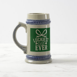 Caneca De Cerveja Dia Mais Sortudo de Sempre St Patricks Day Irlandê