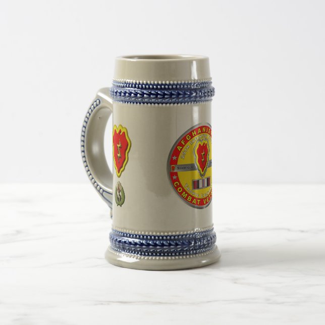 Caneca De Cerveja Divisão de Infantaria 25 do Afeganistão Veterano (Frente Esquerda)
