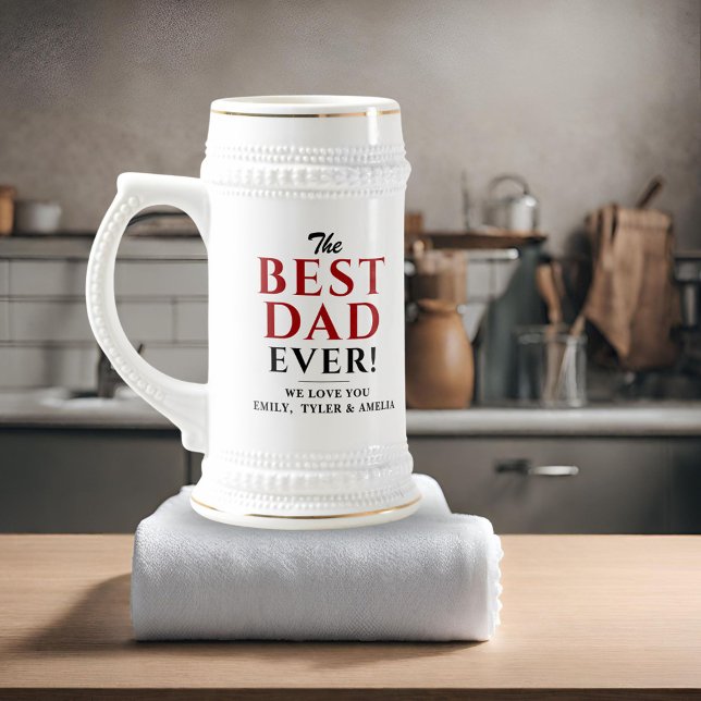 Caneca de cerveja do Dia dos Pais Modern Best Dad  (Criador carregado)