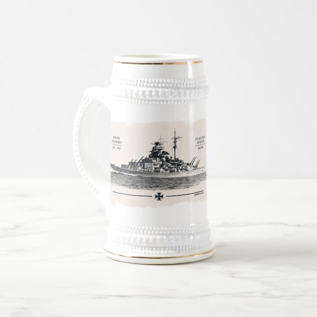 Caneca de cerveja do encouraçado Tirpitz (Frente Esquerda)
