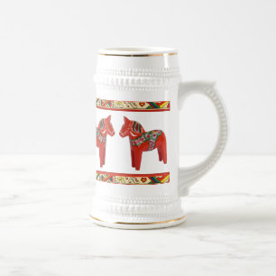 Caneca de cerveja do Natal dos cavalos de Dala do