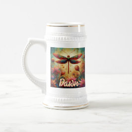 Caneca De Cerveja Dragonfly Floral Abstrato personalizada
