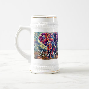 Caneca De Cerveja Elefante Whimsso - Estrelas Noturnas Lua Personali