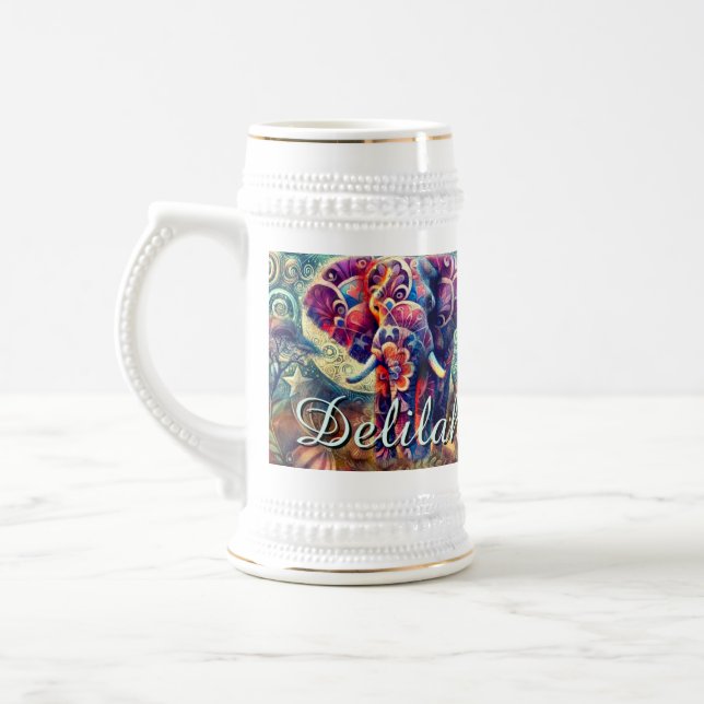 Caneca De Cerveja Elefante Whimsso - Estrelas Noturnas Lua Personali (Esquerda)