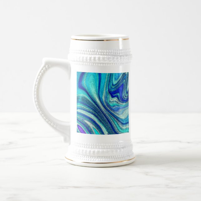Caneca De Cerveja Elegante Aquamarine Paua Rainbow Shell Inspirado (Esquerda)