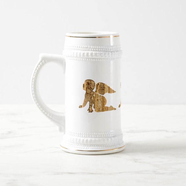 Caneca De Cerveja Elegante Brilhante Ouro Ângulos Celestiais (Esquerda)