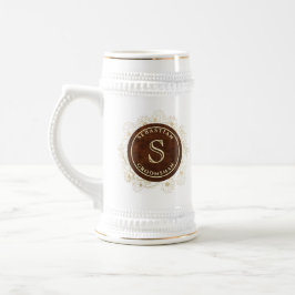 Caneca De Cerveja Elegantes Monogramas para os Padrinhos