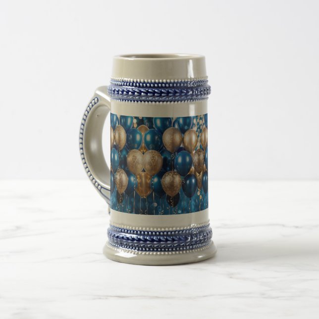 Caneca De Cerveja Encantando presentes de café azul e Dourado - Sonh (Frente Esquerda)