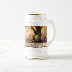 Caneca De Cerveja Encanto de flores de primavera com esplendor de ov