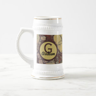 Caneca De Cerveja Enfeite de Monograma Inicial da Família Yellow Mar