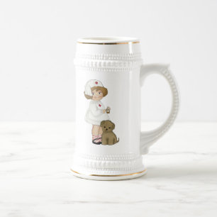 Caneca De Cerveja Enfermeira do vintage com t-shirt e presentes do
