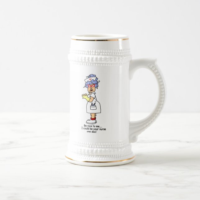 Caneca De Cerveja Enfermeira Engraçada Seja legal comigo camisetas e (Direita)
