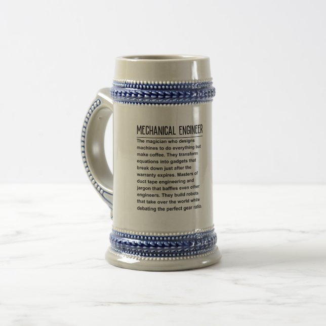 Caneca De Cerveja Engenheiro mecânico (Frente Esquerda)