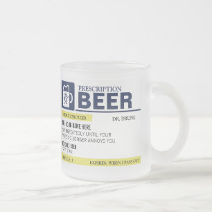 Caneca de cerveja engraçada da prescrição