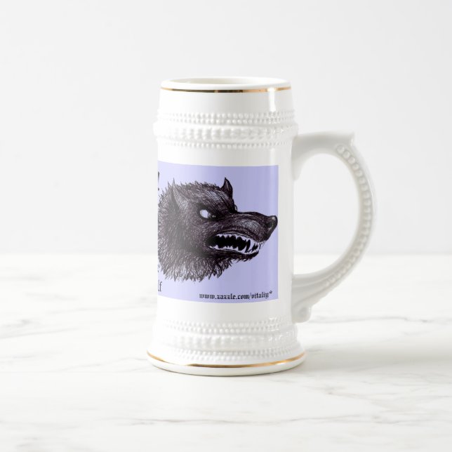 Caneca de cerveja engraçada do homem-lobo (Direita)
