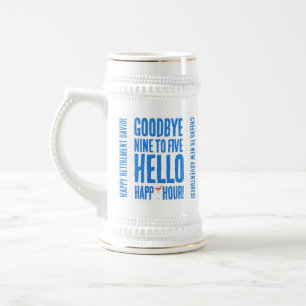 Caneca De Cerveja Engraçado adeus 9 a 5 Alô Feliz Aposentadoria de H