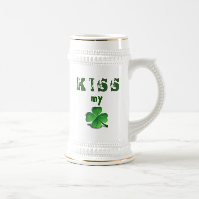 Caneca de cerveja Engraçado de Shamrock Verde com  (Direita)