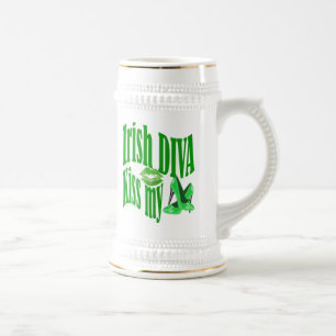 Caneca De Cerveja Engraçado Dia de São Patrício de diva irlandês