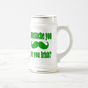 Caneca De Cerveja Engraçado Dia de São Patrício irlandês de bigode