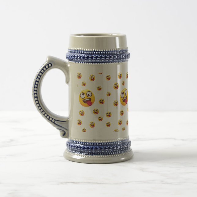 Caneca De Cerveja "Engraçado, Engraçado, Emoji Design" (Esquerda)